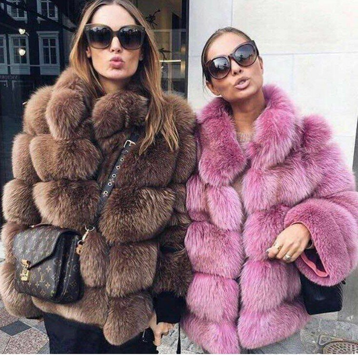 Harppihop*2018 new arrival women winter thick fur coat real fox fur jacket high quality fox coat stand collar outfit