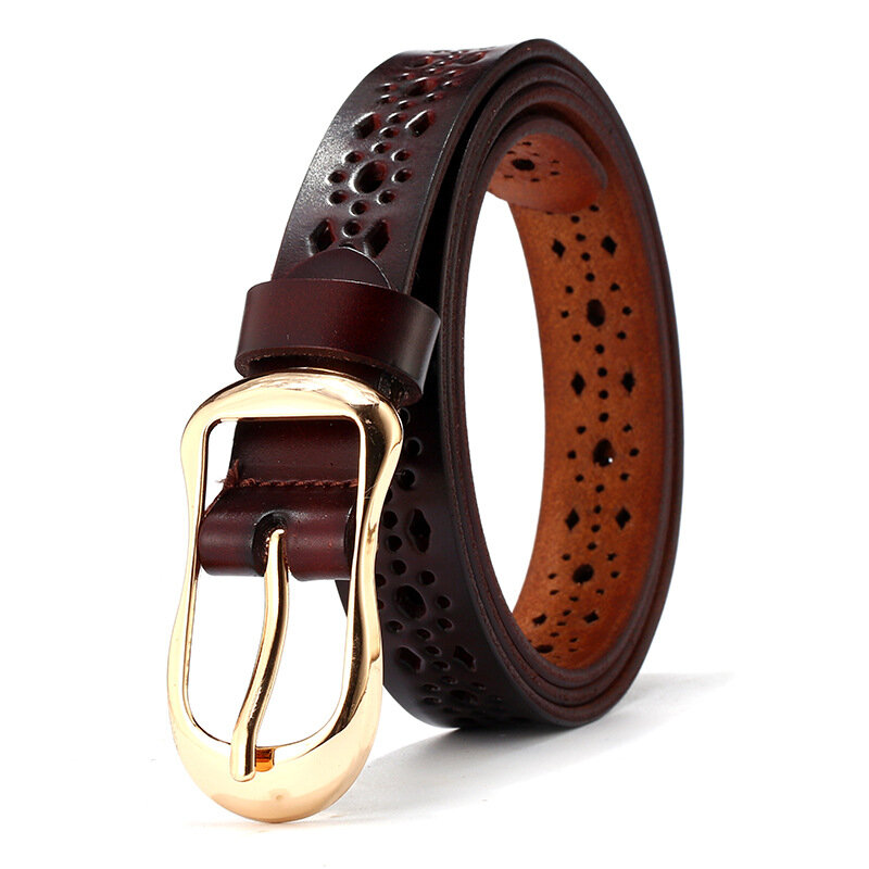 Cinturones de cuero genuino para mujer, cinturón de segunda capa de piel de vaca, Correa Vintage con hebilla