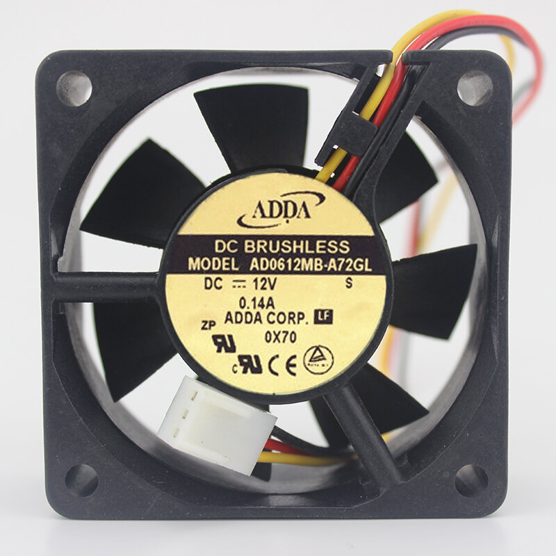Original AD0612MB-A72GL 6025 6CM 12V 0.14A three-wire cooling fan