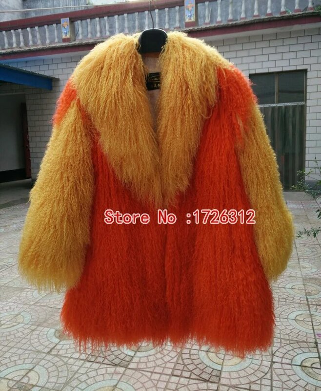 Chaqueta de piel de oveja de lana para mujer, abrigo corto con solapa, chaqueta cálida a la moda, abrigo de piel de oveja mongol, prendas de vestir exteriores con cuello alto