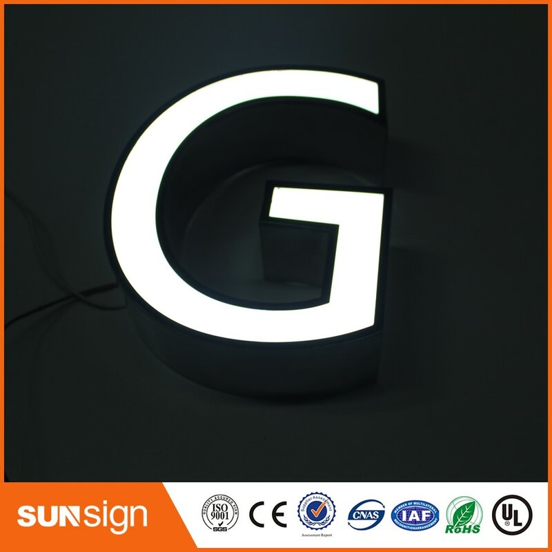 Illuminated stainless steel tanda channel letter sign led alphabet