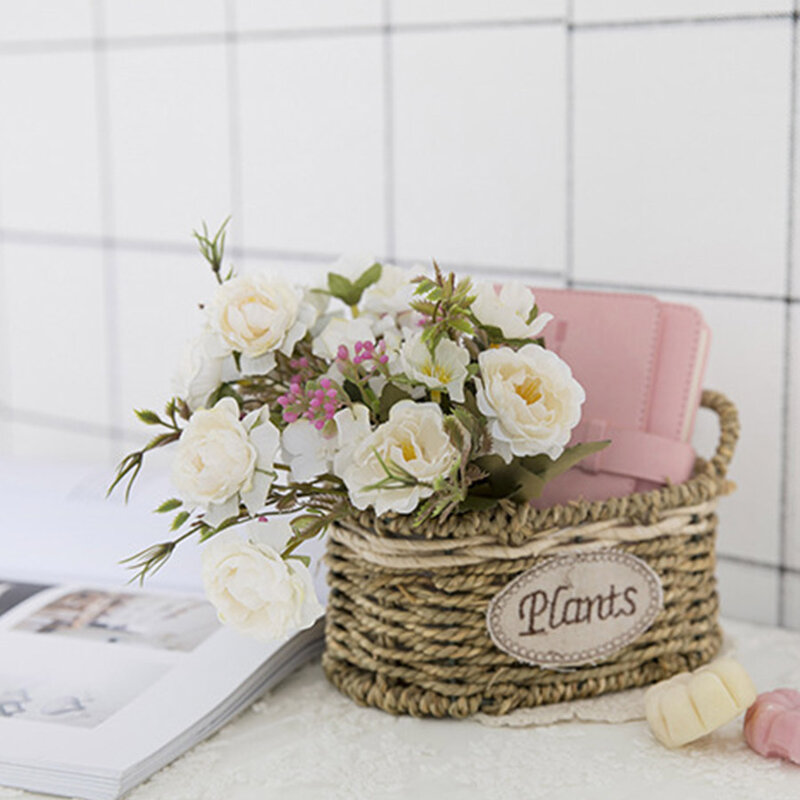 모란 DIY 파티 장식 빈티지 실크 인공 꽃, 작은 장미 결혼식 가짜 꽃 축제 용품, 홈 데코 부케
