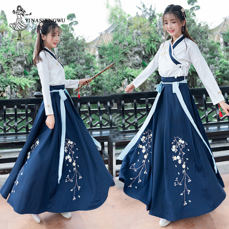 Hanfu Mulheres Frauen Plum Hanfu Kostüm Kleid Fee Rock Frische und Elegante Huaqing Pavilion Hanfu Kleidung Chinesischen Stil