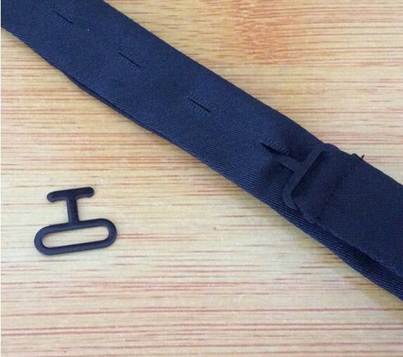 50ชุดโลหะ Bow Tie Hook AdjustableTape อุปกรณ์เสริม Clasps เนคไทฮาร์ดแวร์ T คลิป Black & Silver 13มม.