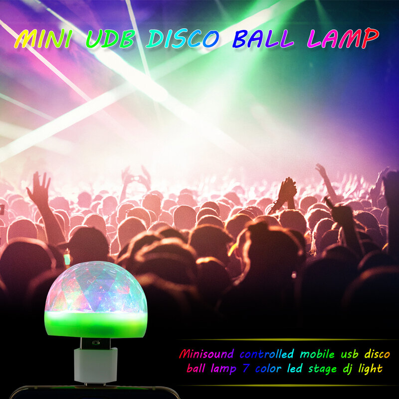 Disco Lights Mini USB Colorful Led Night Light Self-propelled Crystal Magic Ball Stage Power Supply Lamp Romantic Nightlight