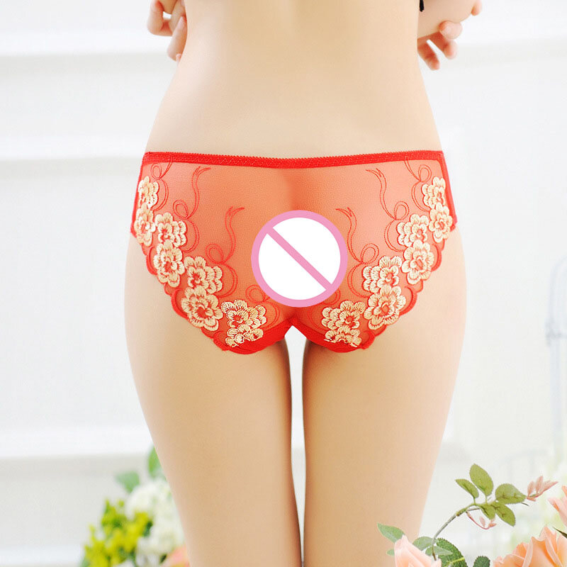Sexy Panties Perspective Lace Embroidered Underwear G String Hollow Transparent Temptation Low Waist Sex Women's Underwear