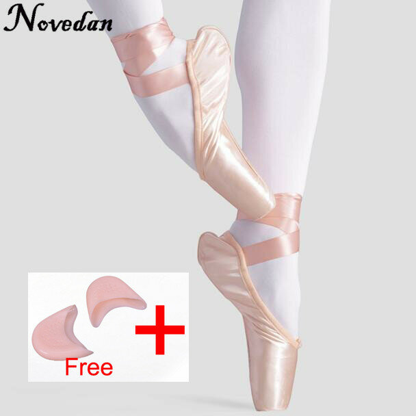 Kids Adult Pointe Shoes Ballet Dance Woman Ladies Professional Canvas Satin Ballet Pointe Shoes With Ribbons And Gel Toe pads