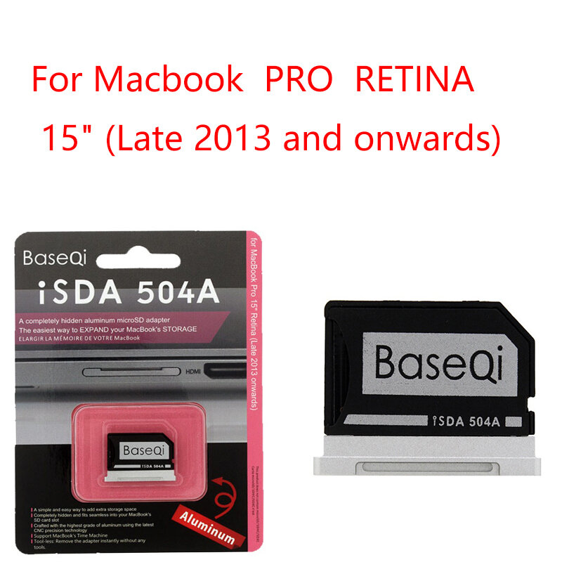 BaseQi-Adaptador de tarjeta de memoria Micro SD/TF para MacBook Pro Retina de 15 pulgadas, 504A, de finales de 2013 a mediados de 2015