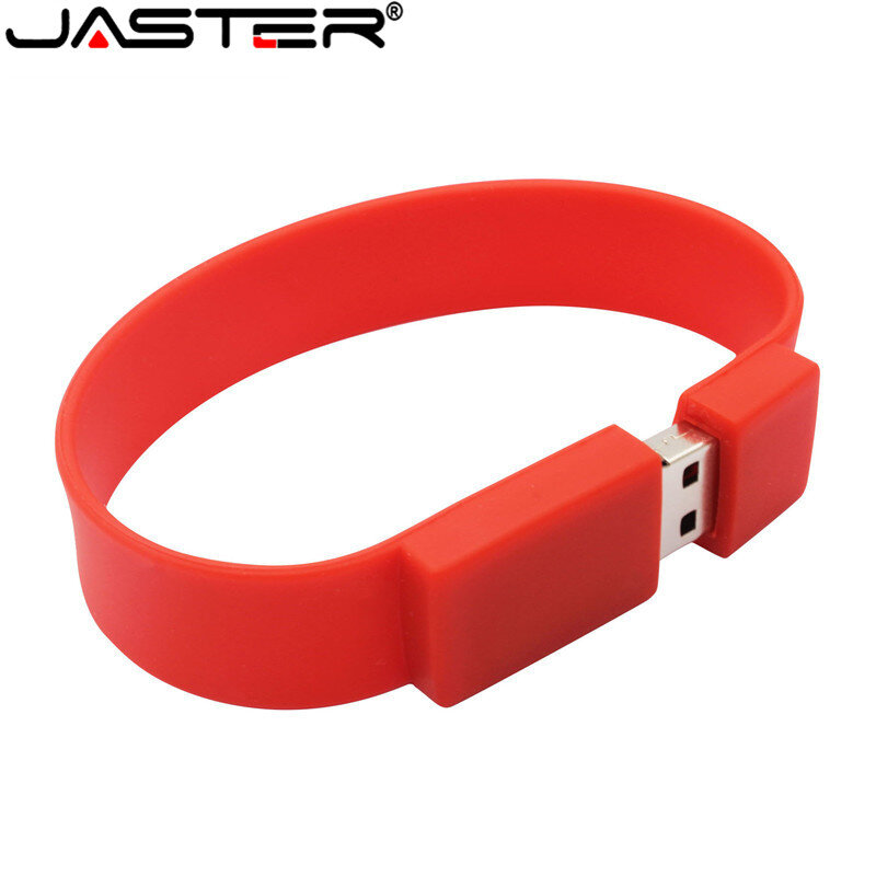 JASTER Silicone Bracelet Wrist Band 64GB 128GB 32GB 16GB 8GB 4GB USB 2.0 Flash Memory Stick Pen Drive U Disk Pendrives Gifts