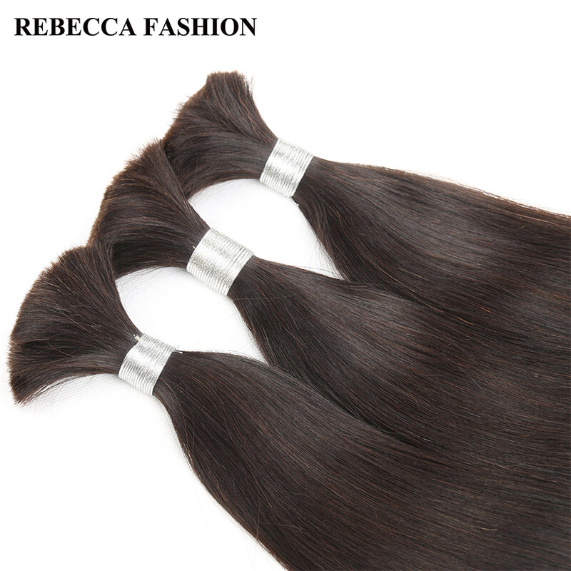 Rebecca-Extensions de cheveux brésiliens lisses Remy, en vrac, pour tressage, 10 à 30 pouces, lot de 1/3/4