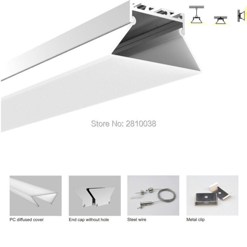 100 X 2M Sets/Lot 6000 series led strip profile aluminium Trapeziform aluminum profile led extrusions for suspending lamps