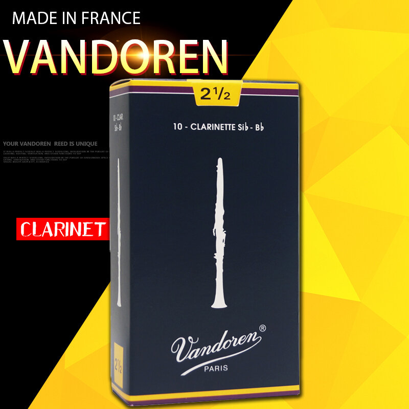 Vandoren-Bb Blue Reeds Reed para Clarinete, Original de França, Reeds Tradicionais, Força 2.0 #, 2.5 #, 3.0 #, 3.5 #, Box of 10
