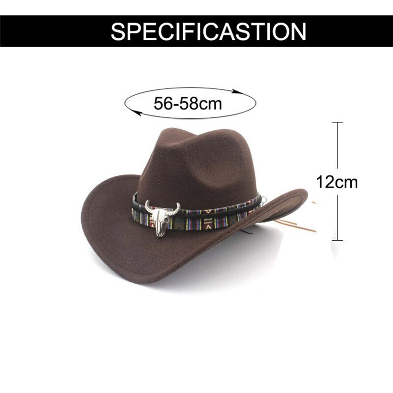 قبعة رعاة البقر الغربية ذات النمط العرقي للنساء ، قبعة صوف جاز ، قبعة رعاة البقر الغربية ، الأكثر مبيعًا