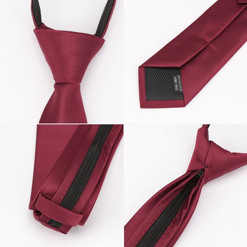 Uomini Cravatta Cerniera Pigro Tie Solido di Modo di 6 Centimetri Cravatte Affari per L'uomo Gravatas Fazzoletto Bowtie Mens Camicia di Nozze Accessori