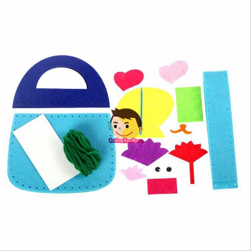 부직포 DIY 핸드백 어린이 공예 장난감 미니 가방, 다채로운 수제 가방, 만화 동물 어린이 핸드백