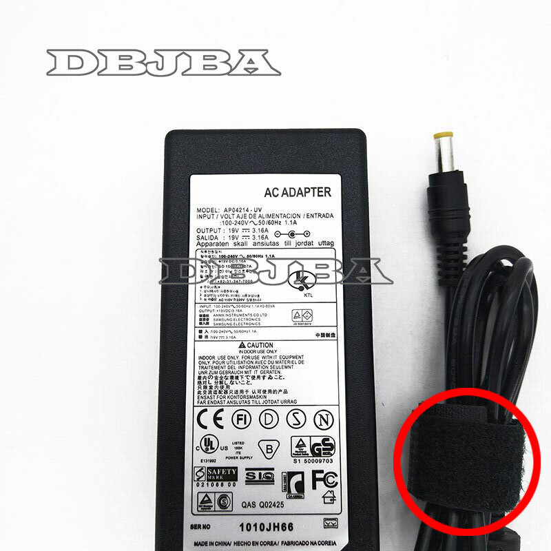 19V 3.16A Ac Power Adapter สำหรับ Samsung NP300E5A NP300E5A-A01U NP300V5A NP350U2B แล็ปท็อปชาร์จ