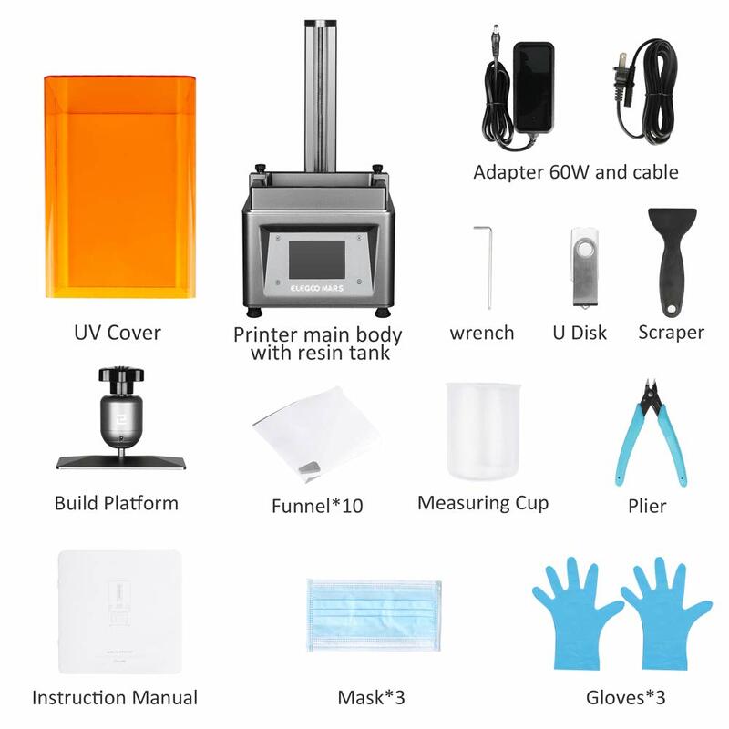 ELEGOO Mars UV Photocuring LCD 3D Printer with 3.5'' Smart Touch Color Screen Off-line Print 4.72"(L) x 2.68"(W) x 6.1"(H)