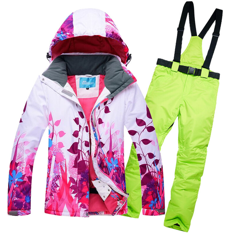 Новинка, женский лыжный костюм, ветрозащитная водонепроницаемая Спортивная одежда для сноуборда, лыжная куртка + брюки, супертеплый комплект одежды для езды на природе