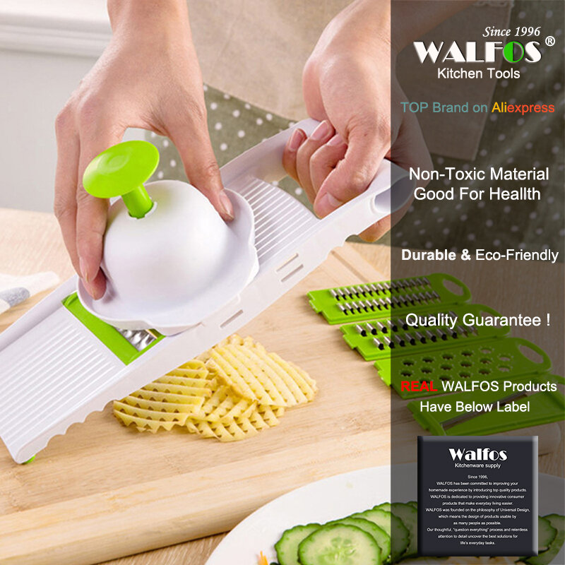 WALFOS Mandoline Pengupas Parutan Sayuran Alat Pemotong dengan 5 Pisau Wortel Parutan Bawang Sayuran Alat Pengiris Aksesoris Dapur