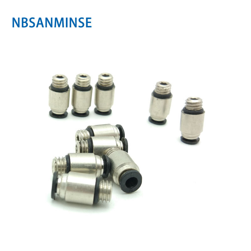 Nbsanminse10uds/lote POC M5 1/8 1/4 3/8 1/2 neumático de empuje en Ajuste de tubo de plástico piezas neumáticas redondas macho recto