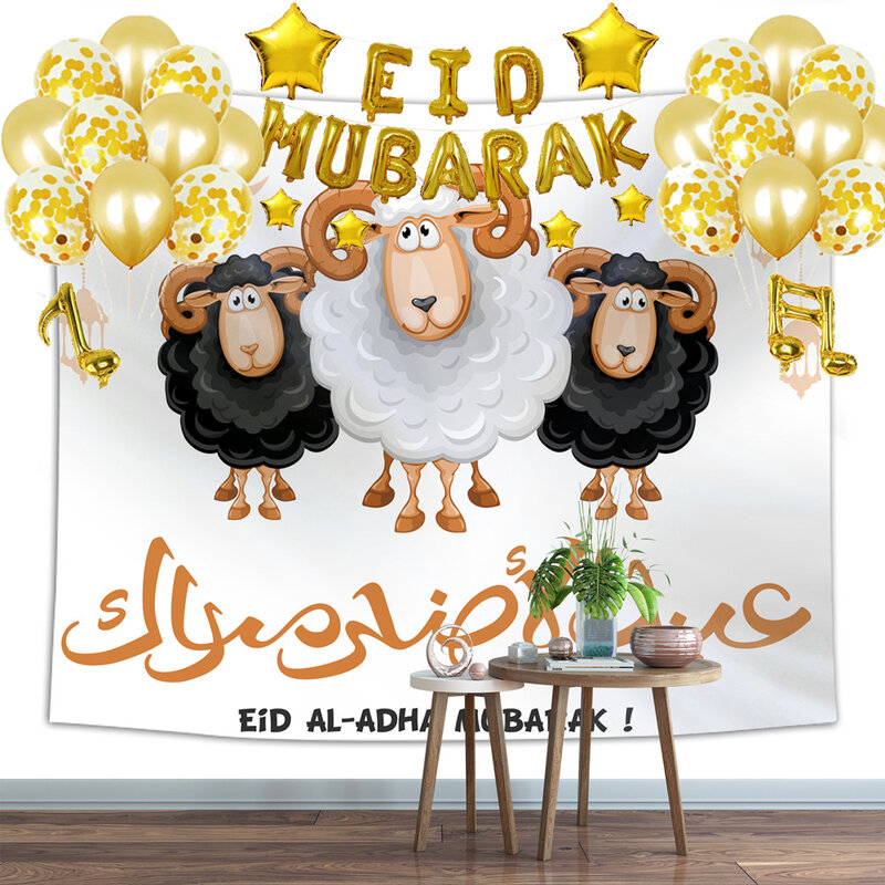 Décoration musulmane Eid al-adha Hangbi Eid mubarak | Affiche murale suspendue pour affiche de fond du Festival Gulben, tapisserie murale eid, décoration islamique, 2019
