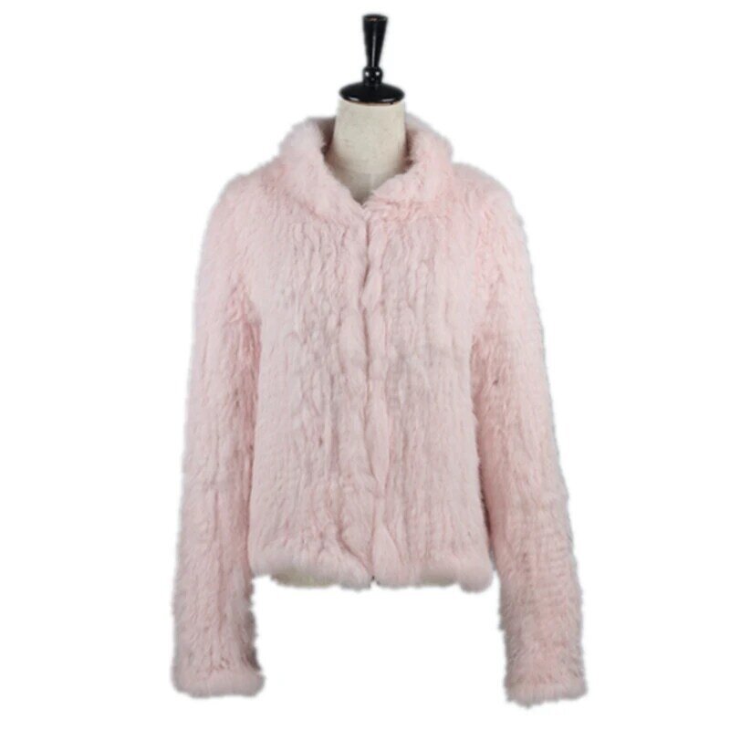 레이디 정품 니트 토끼털 자켓 코트, 만다린 칼라 가을 겨울 여성 모피 겉옷 코트 의류 VF7009