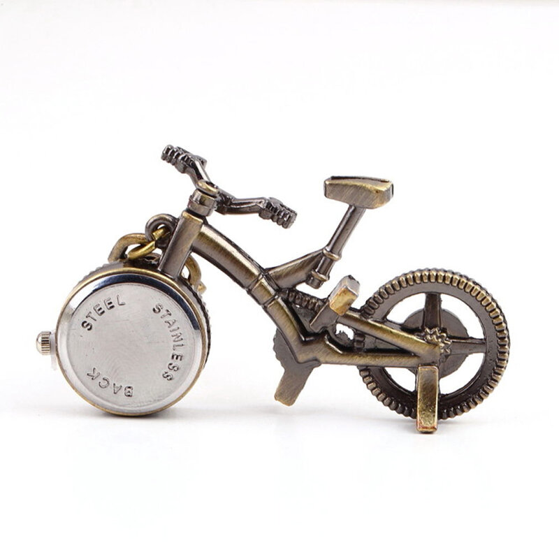 Relógio de bolso em bronze antigo para homem e mulher, relógio unissex de bolso em formato de bicicleta, em quartzo