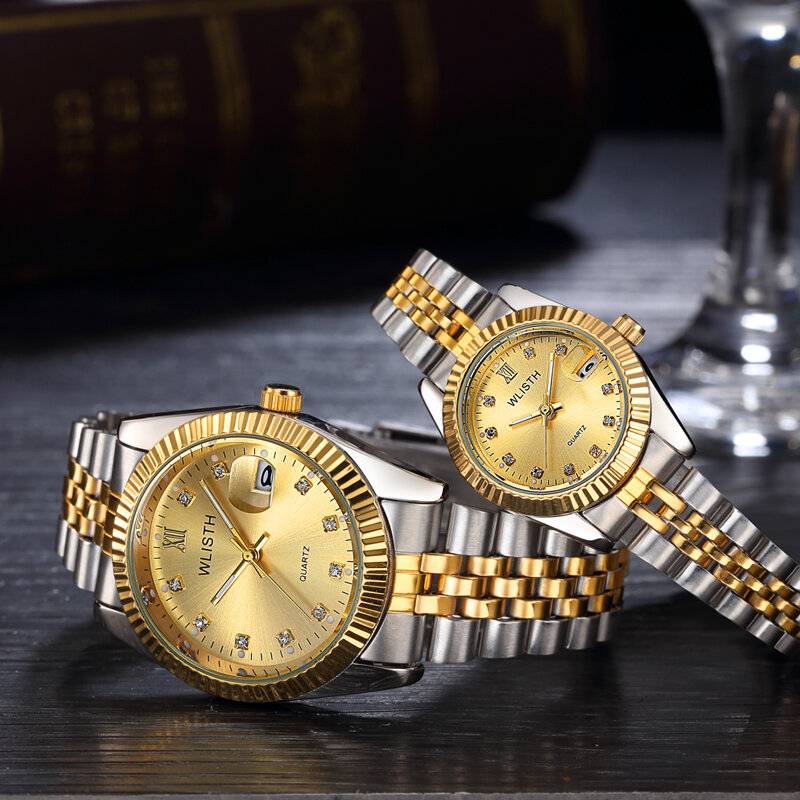 Парные часы 2022, мужские часы, Роскошные Кварцевые часы ведущей марки, женские часы, женские наручные часы под платье, модные повседневные часы для влюбленных