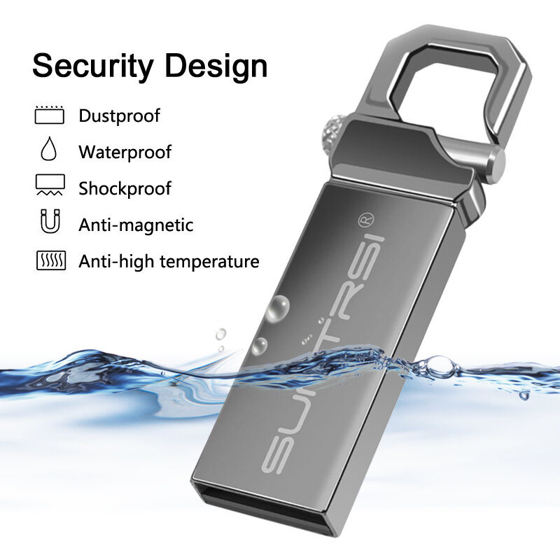 Suntrsi USB Flash Drive 2.0 Metal Pendrive High Speed USB Stick 32GB Pen Drive Real Capacity 16GB USB Flash Free Shipping