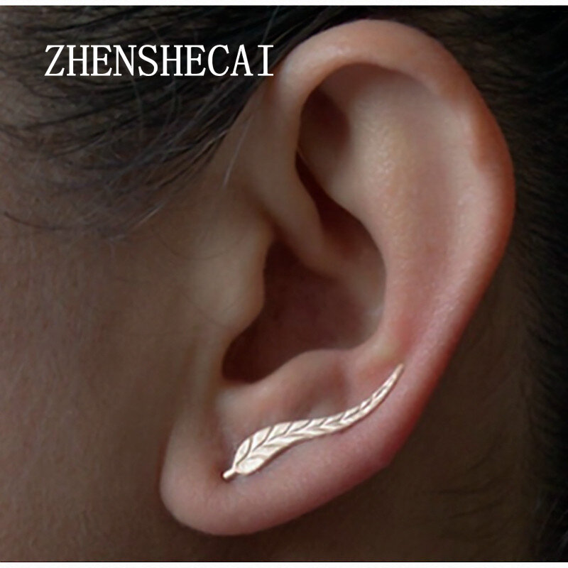 2 paires 2017 bijoux Vintage exquise couleur or feuille boucles d'oreilles moderne belle plume boucles d'oreilles pour les femmes e02