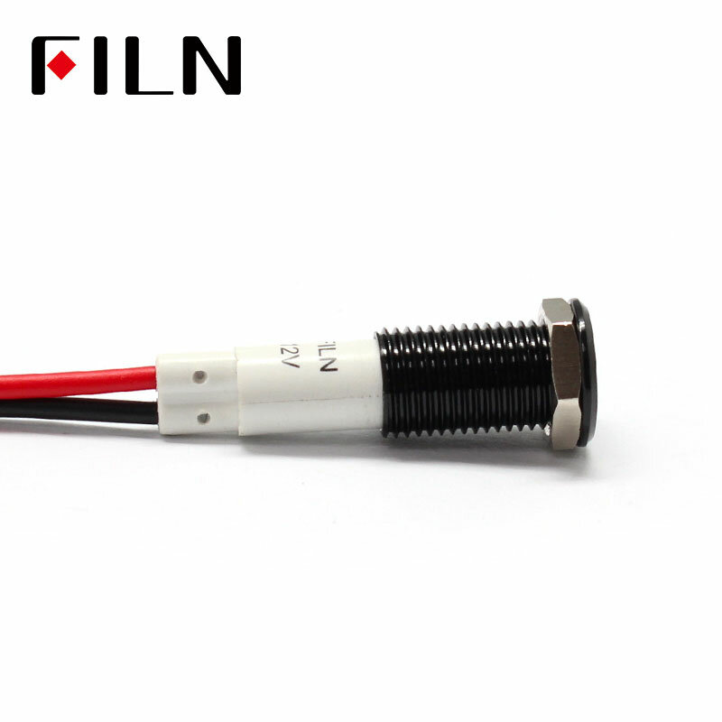 FILN-luz indicadora led para salpicadero de coche, 10mm, símbolo de potencia, rojo, amarillo, blanco, azul, verde, 12v, con cable de 20cm
