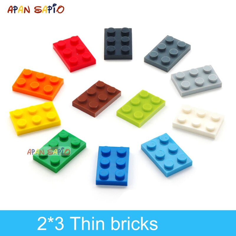 80pcs DIY 빌딩 블록 얇은 피규어 벽돌 2x3 도트 12 색 교육 크리에이티브 크기 어린이를위한 3021 장난감과 호환 가능