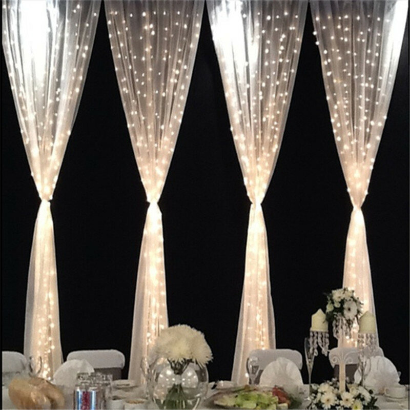 Guirlande lumineuse 3M x 3M, 9 couleurs, décoration romantique de noël, mariage, rideau extérieur, télécommande, 8 modes, lampe USB