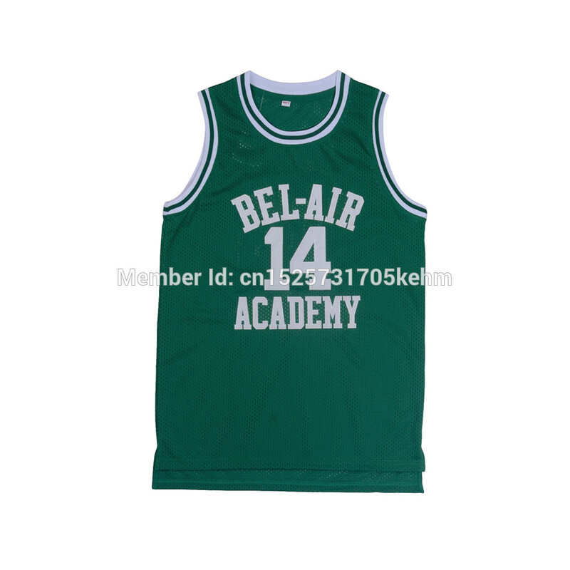 Prince Bel-Air Academy Jersey #14 Smith Black Yellow Green Men Shirts Throw back Stitched  Hip Hop Tank Tops