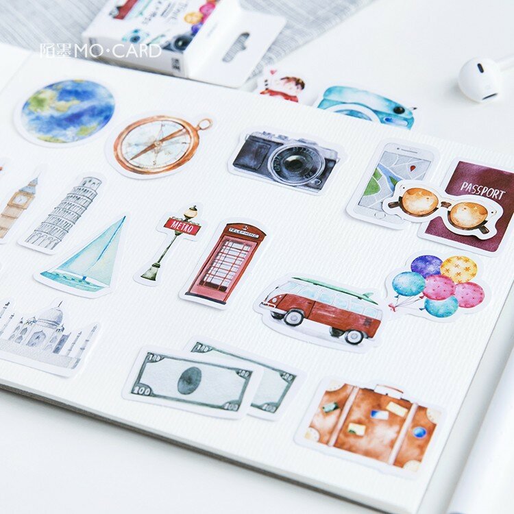 46 sztuk/paczka podróżować samotnie Mini papier dekoracja naklejki Album DIY pamiętnik Scrapbooking naklejki etykiety Kawaii biurowe