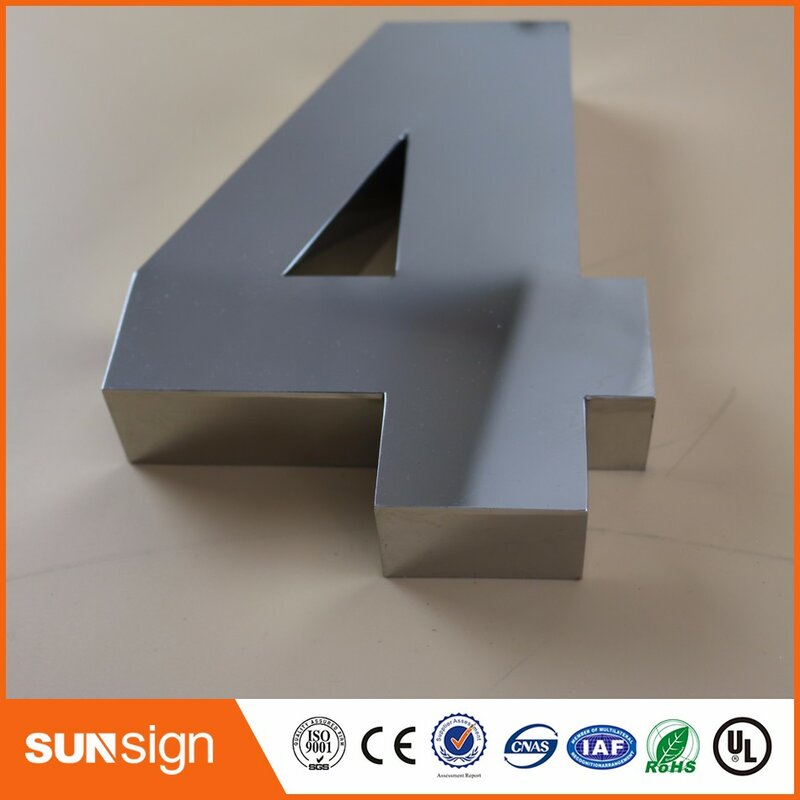 H 15cm 0-9 현대 3D 집 번호 3D 거울 광택 스테인레스 스틸 집 번호 기호