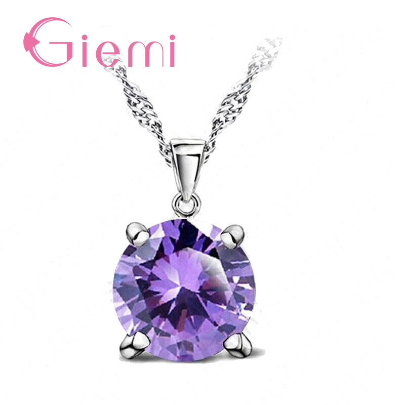 Gorgeous Austria Crystal Stone Pendant Necklace Wedding Jewelry for WomenAuthentic 925 Sterling Silver Chain Female Gifts