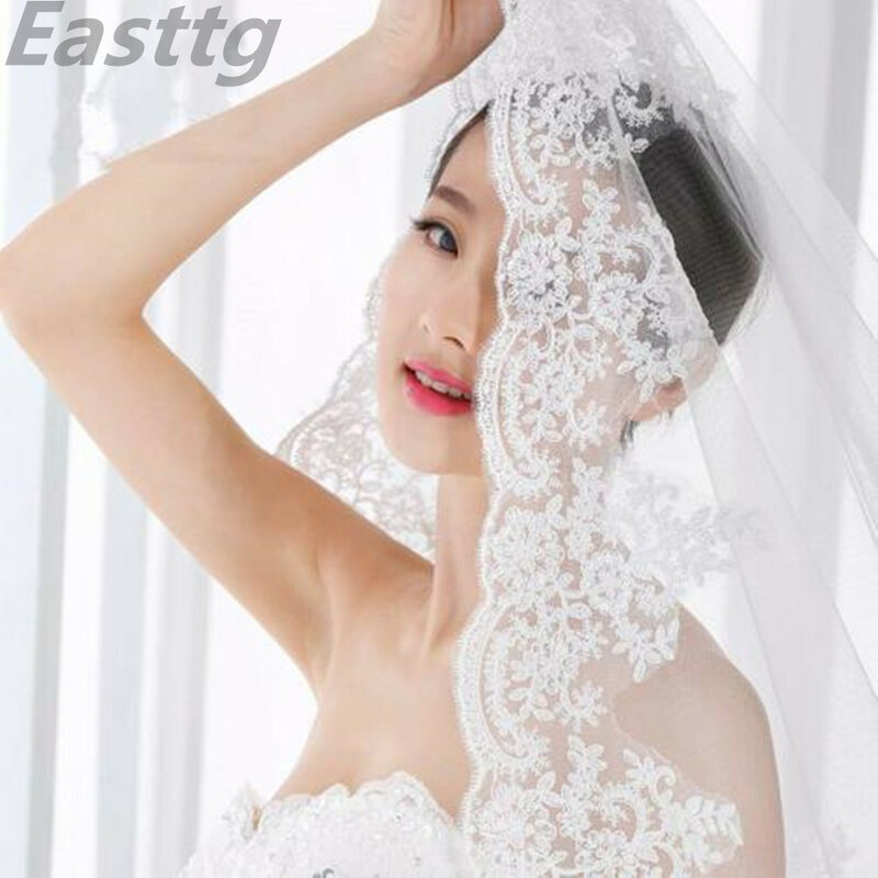 White Ivory Wedding Veil Lace Cathedral wedding accessories 3 M Long Voile Marriage Bridal Veil With Comb Veu de Noiva