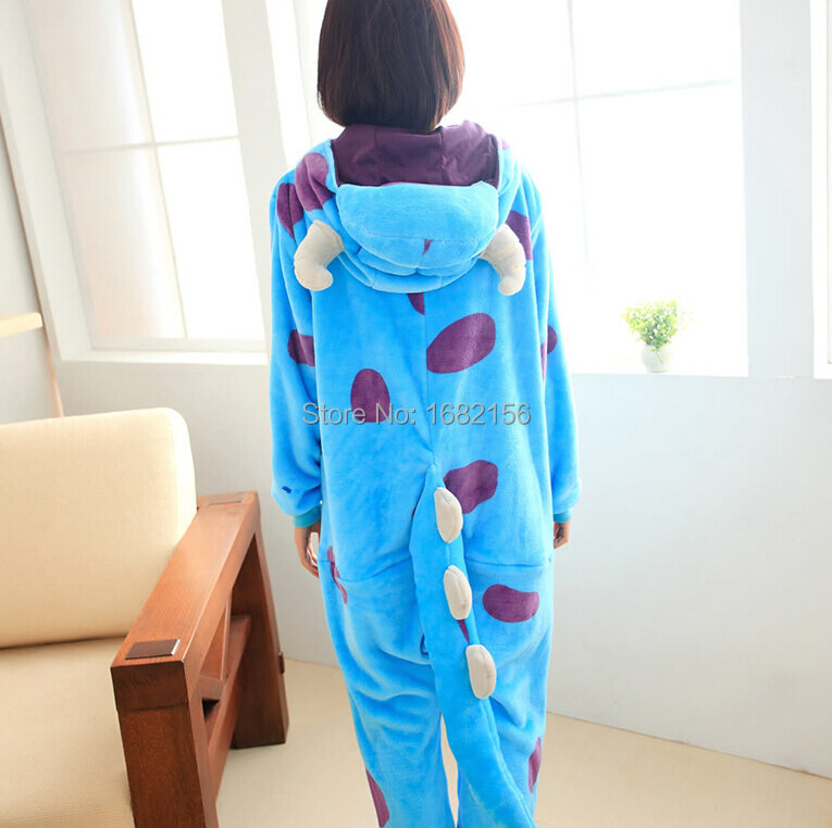 Kigurumi azul monstro universidade sulley sullivan onesies pijamas dos desenhos animados traje cosplay pijamas vestido de festa