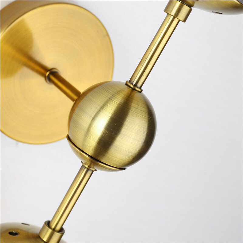 Modern Bedroom E27 Wall Lights Stair Wall Lamp Sconce Metal Base Globe Glass Double Ball Heads Vintage Indoor Lighting Fixtures