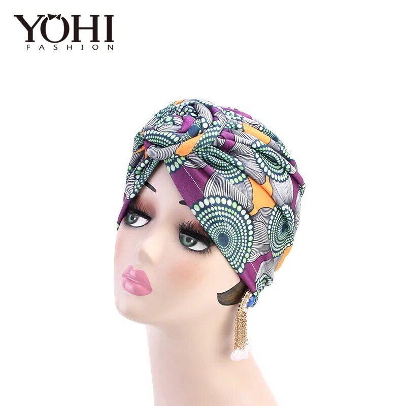 新ファッションエスニック風渦結び目フード付き帽子アフリカのファッションファッション帽子イスラム教徒の帽子女性ターバン