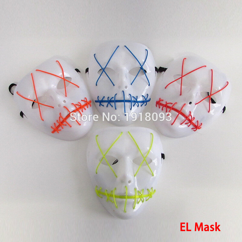 Mascarilla con sonido activo de 3V para Halloween, máscara de alambre con iluminación LED, a la moda, novedad