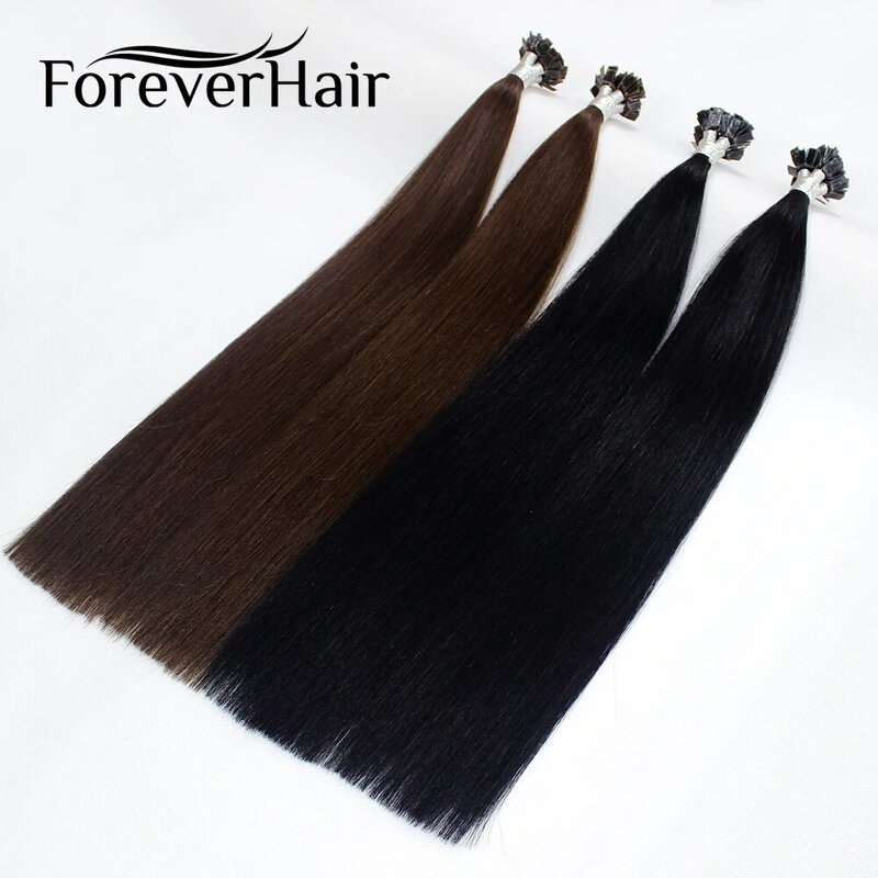 FOREVER HAIR-Extensions de Cheveux Humains Naturels Remy à Double Proximité, Pointe Plate, Capsule Droite, KerBrian, 0.8 Gumental, 16-22 ", 80g