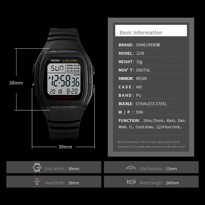 Marca de lujo SKMEI cuenta regresiva relojes deportivos electrónica Digital Reloj de los hombres 50 M resistente al agua LED al aire libre de los hombres Relogio reloj