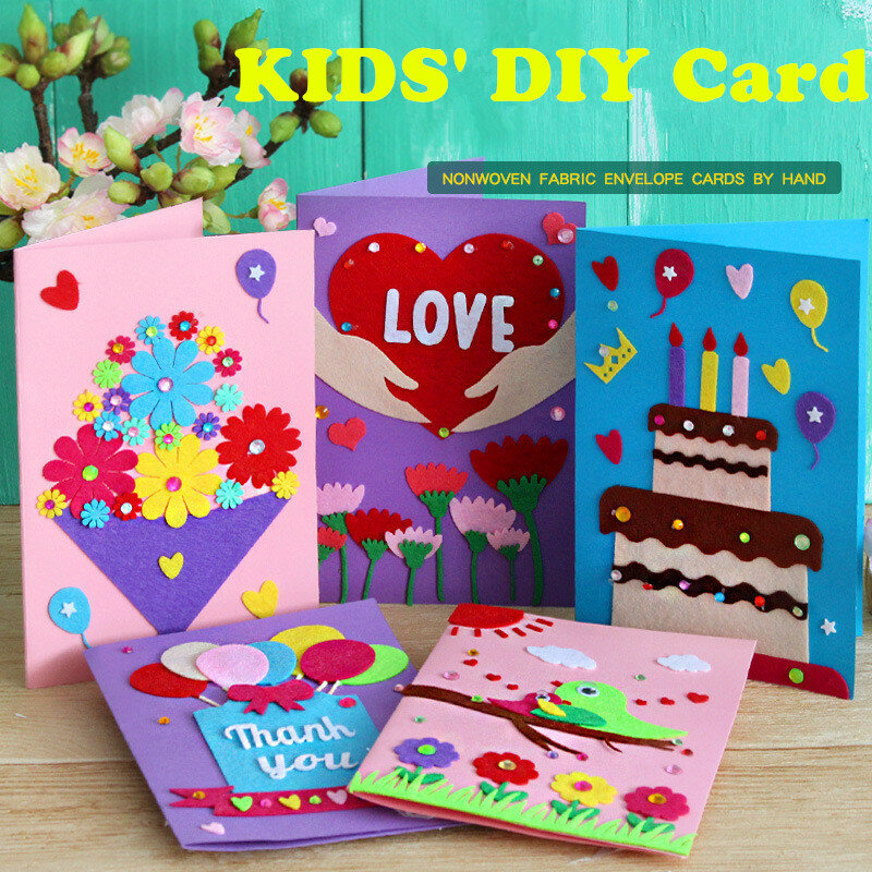 Cartões artesanais para crianças, material não tecido, brinquedos artesanais para crianças, puzzle 3D criativo, brinquedos educativos, bricolage