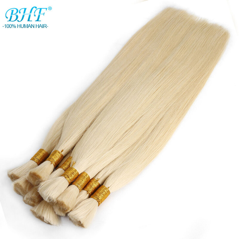 Bhf-編組100% ナチュラル,インドのストレートヘア,長くて滑らかなブロンドの髪,100g,機械製,バルク