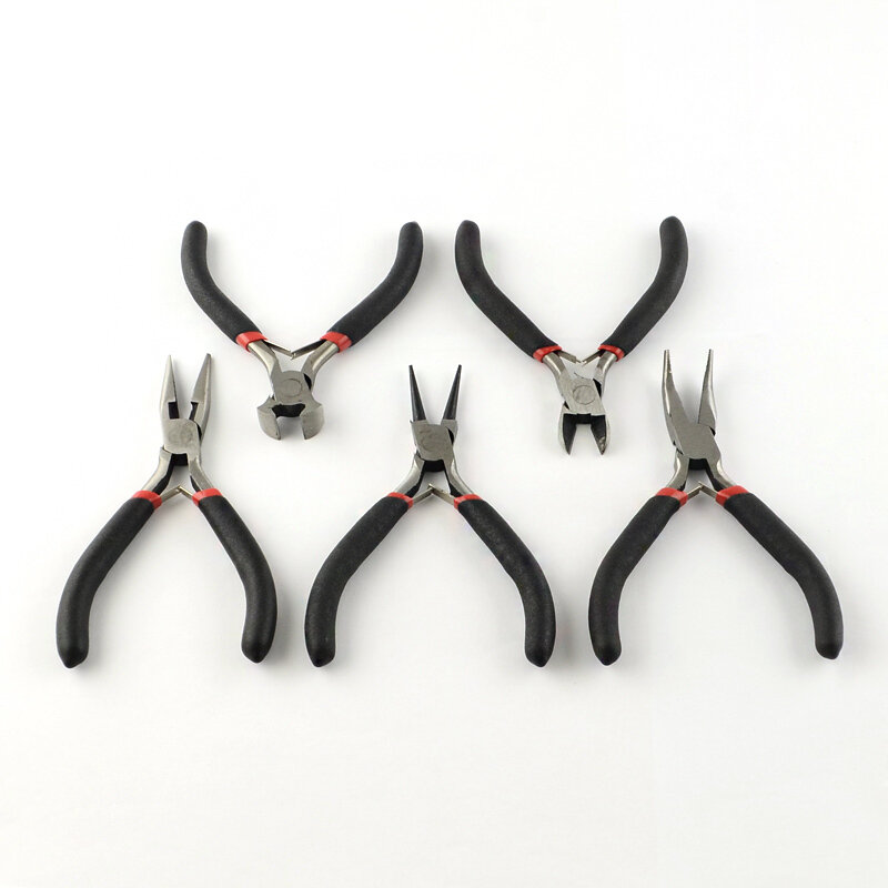 45# Steel Wire-Cutter Round Nose Side Cutting Bent Nose Plier & End Cutting Plier DIY Jewellery Tools 20x33.5x5.5cm 5pcs/set