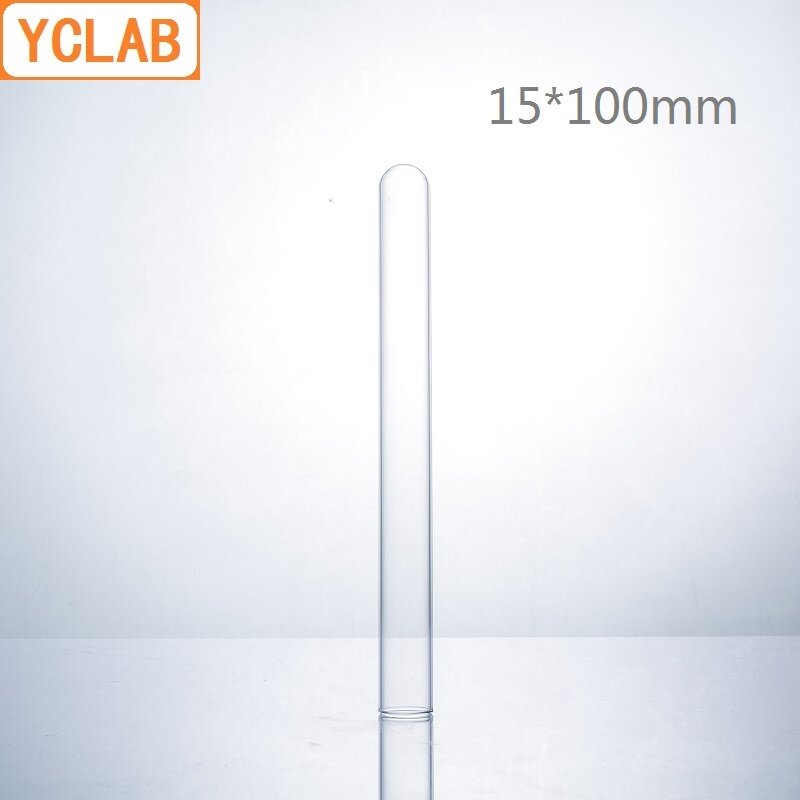 YCLAB-tubo de ensayo de vidrio de boca plana, borosilicato 100, resistencia a altas temperaturas, equipo químico de laboratorio, 15x3,3mm