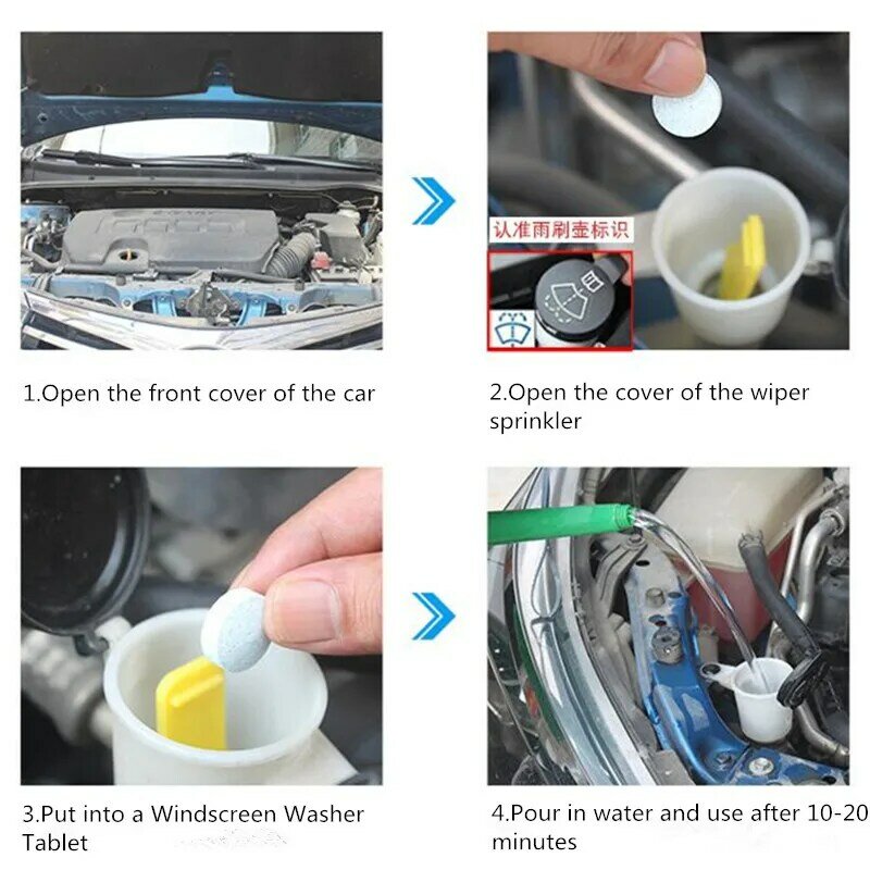 10 ชิ้น/ล็อตกระจกเครื่องซักผ้าทำความสะอาดแท็บเล็ตสิ่งแวดล้อม Effervescent เม็ดผงซักฟอกรถเครื่องมือความงามรถอุปกรณ์เสริม