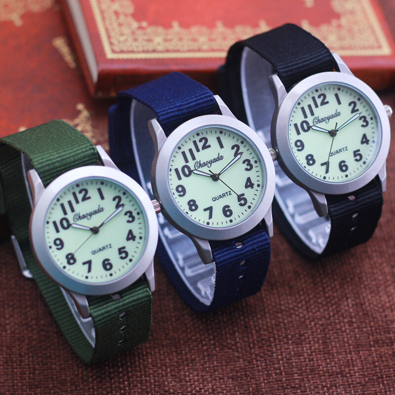 2024 cyd hochwertige Jungen Mädchen Outdoor-Sport Quarz Armbanduhren Studenten lernen Zeituhr Mode leuchtende Leinwand Uhren